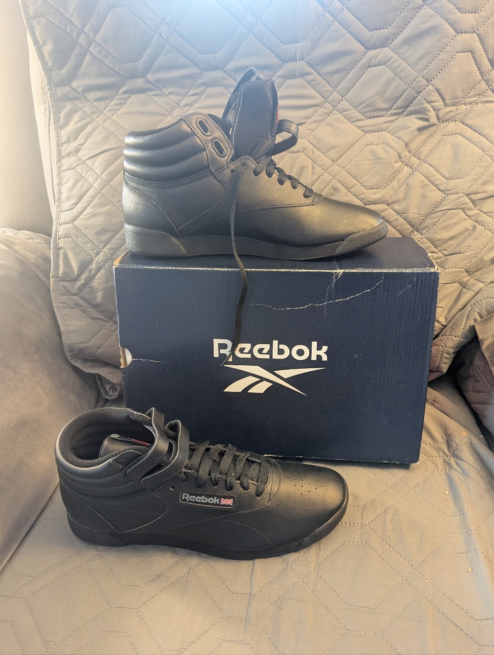 Reebok Classic High-Top Sneakers in Black with Red Accent